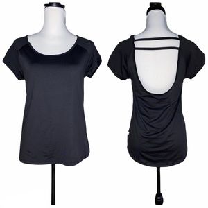 C9 By Champion Athletic Top Open Strappy Back Black XS Extra Small Short Sleeve